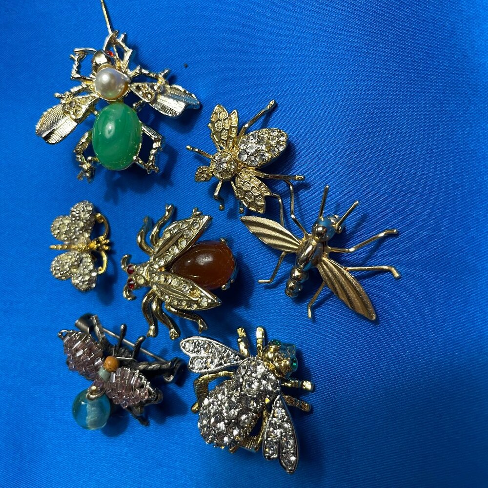 Collection of Vintage Insect-Themed Brooches